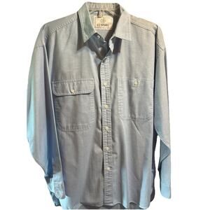 CC Sport Vintage Men’s Large Blue Cotton Shirt Long Sleeve Button Down USA Made